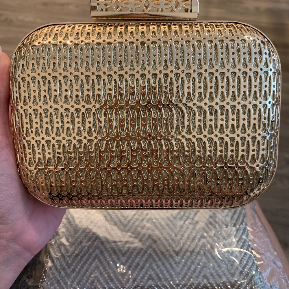 Gold metallic clutch